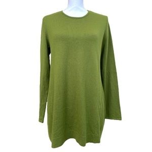 J. Jill Olive Green Tunic Sweater Cotton Viscose Rayon Nylon, Women’s Size L